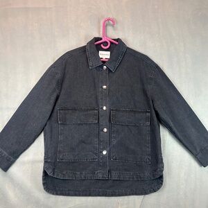 VIGOSS Womens Denim Jacket Large Black Cotton Pre owned great condition